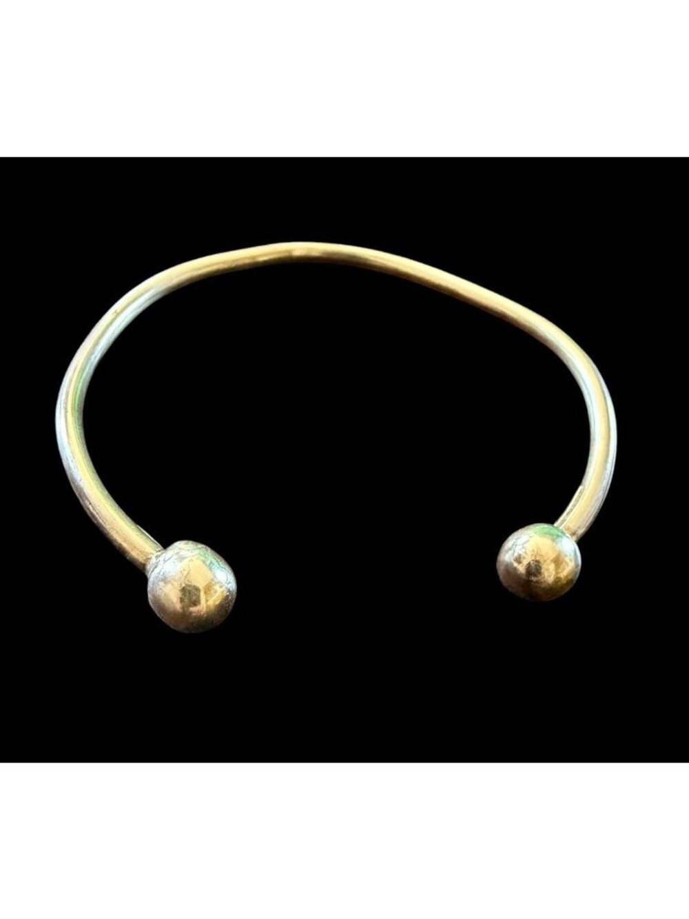 Vintage Sterling Silver 925 Torque Cuff Bracelet Minimalist Ball Finial Stacker⁠
